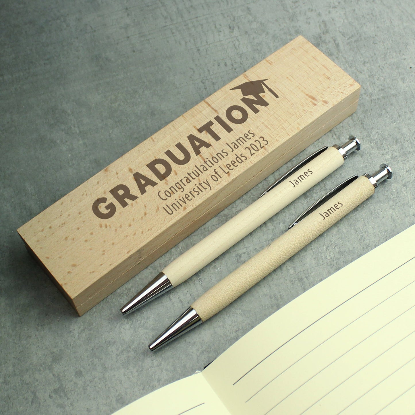 Personalised Graduation Wooden Pen and Pencil Set: 6 - Pens & Pencils By Gift Moments