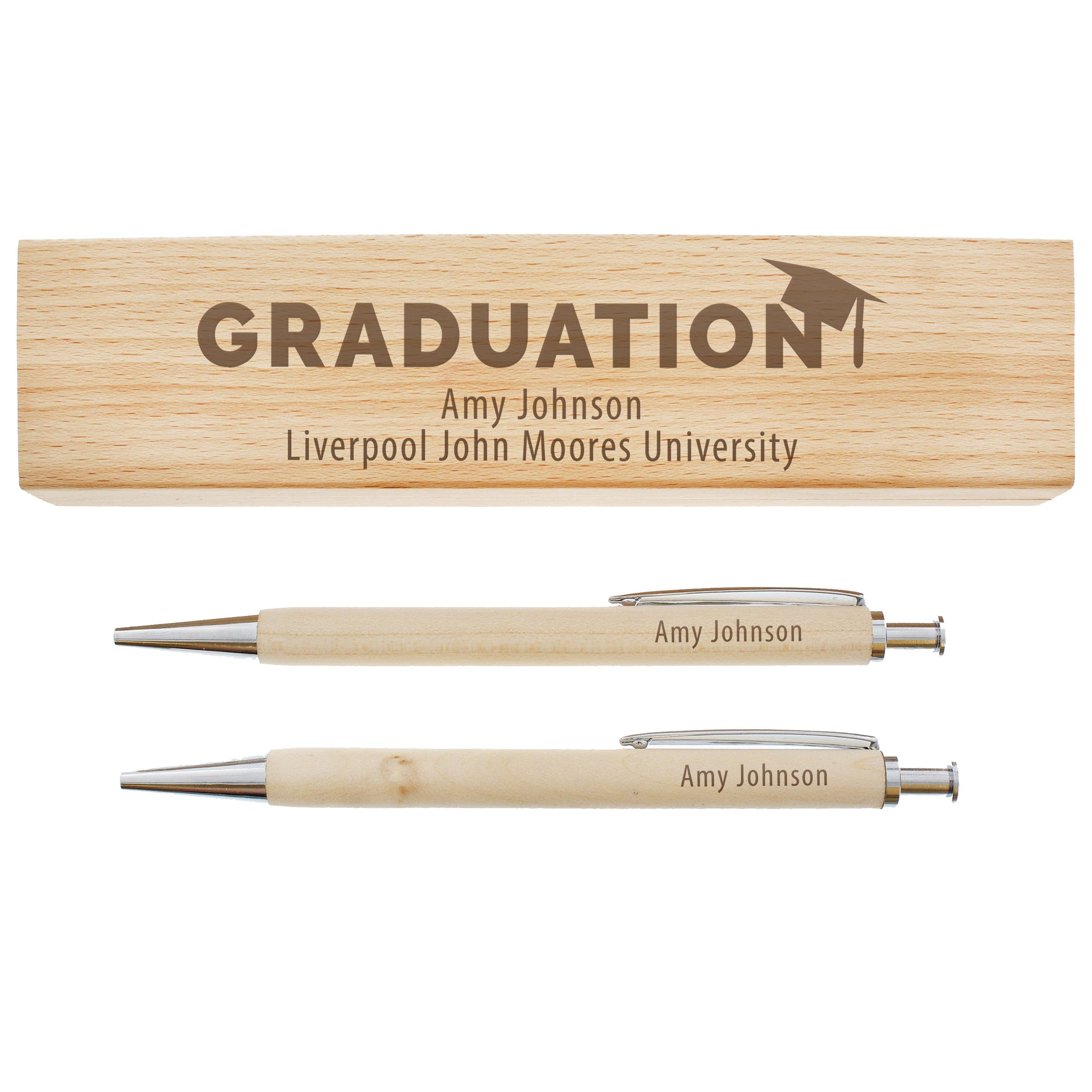 Personalised Graduation Wooden Pen and Pencil Set: 5 - Pens & Pencils By Gift Moments