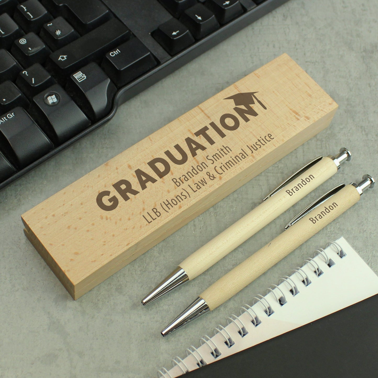 Personalised Graduation Wooden Pen and Pencil Set: 1 - Pens & Pencils By Gift Moments