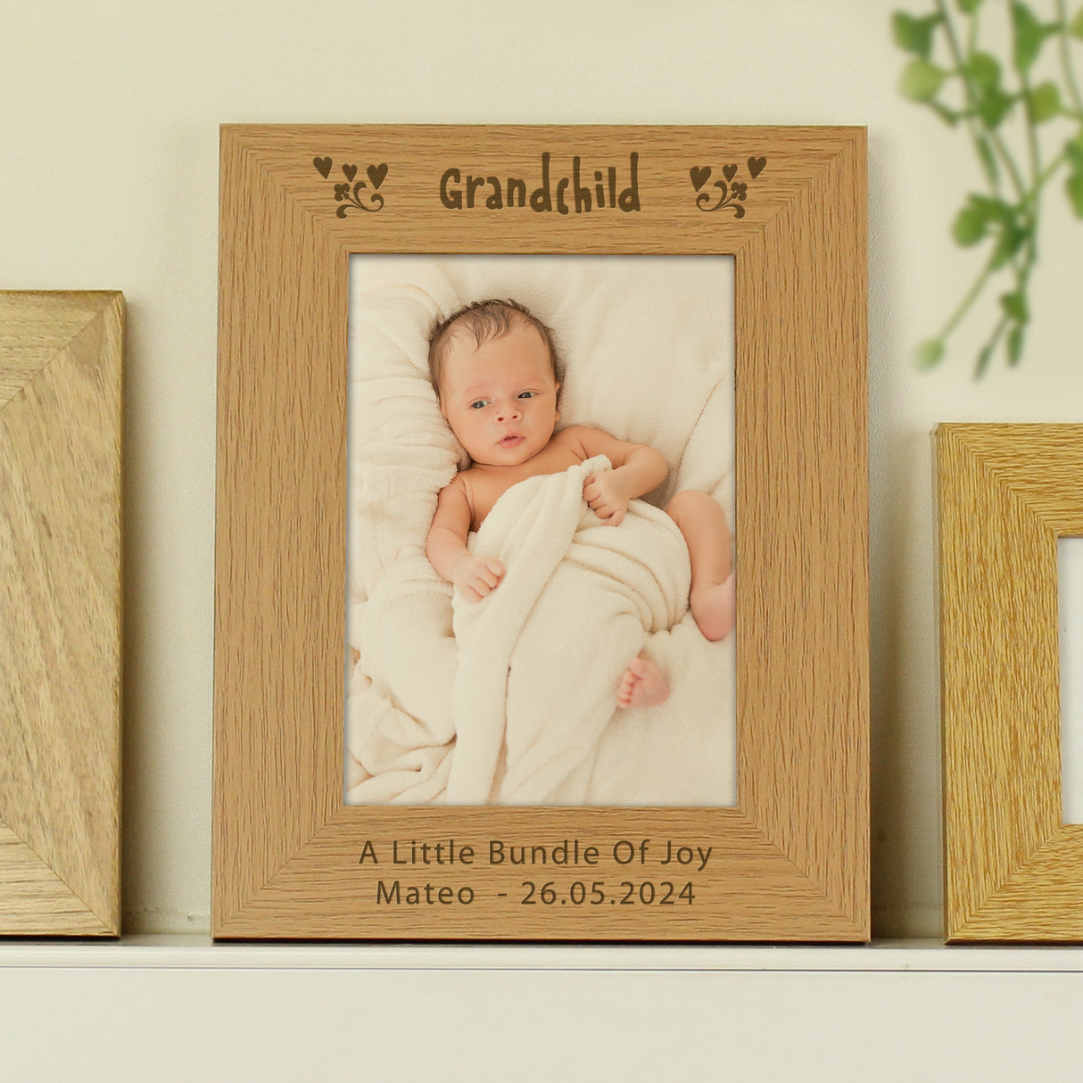 Personalised Grandchild 5x7 Oak Finish Photo Frame: 3 - Photo Frames By Gift Moments