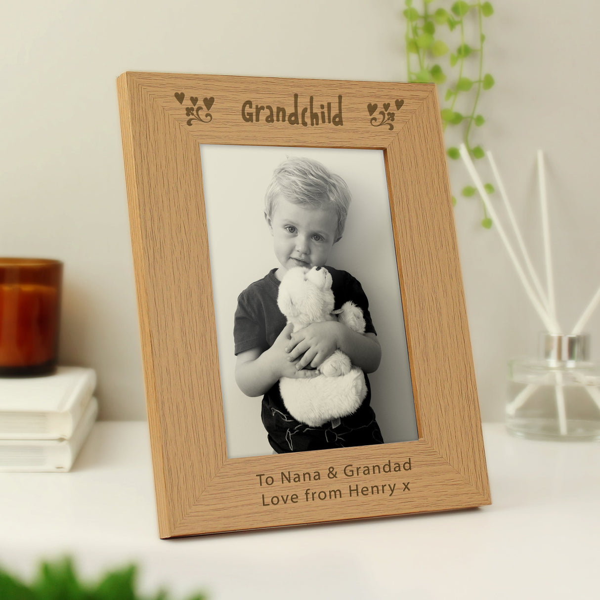 Personalised Grandchild 5x7 Oak Finish Photo Frame: 1 - Photo Frames By Gift Moments