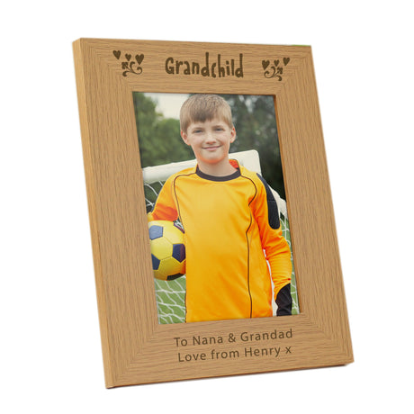 Personalised Grandchild 5x7 Oak Finish Photo Frame: 4 - Photo Frames By Gift Moments