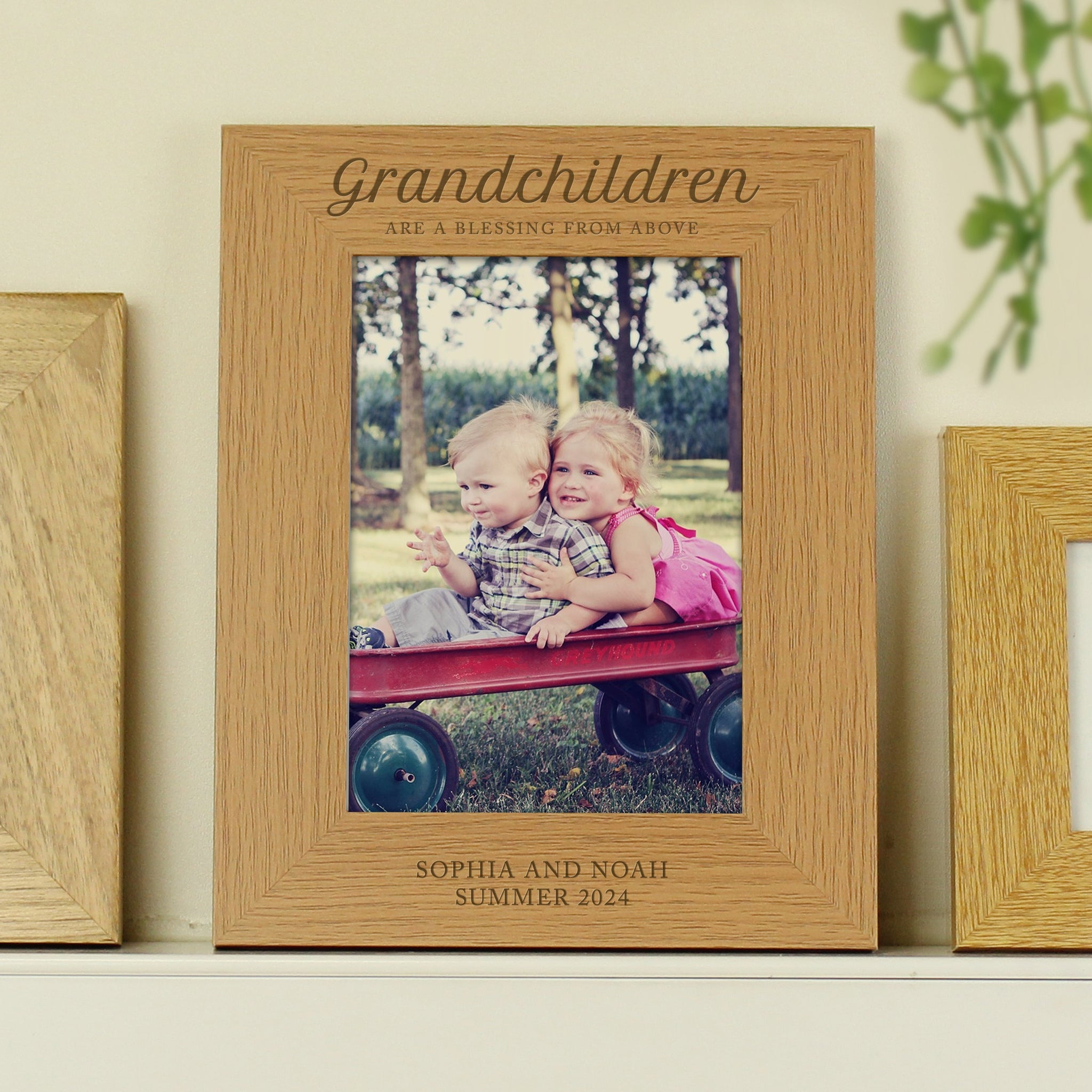 Personalised ’Grandchildren are a Blessing’ 5x7 Oak Finish Photo Frame: 2 - Photo Frames By Gift Moments