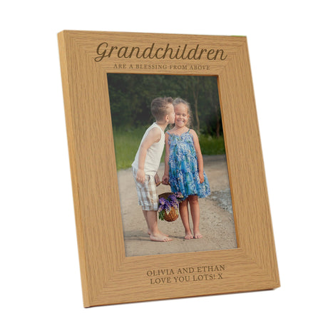 Personalised ’Grandchildren are a Blessing’ 5x7 Oak Finish Photo Frame: 4 - Photo Frames By Gift Moments