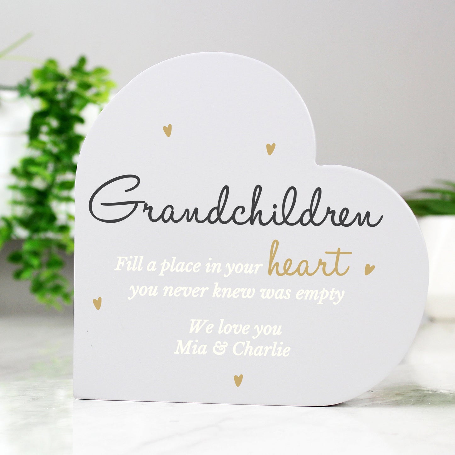 Personalised Grandchildren Free Standing Heart Ornament: 5 - Ornaments By Gift Moments