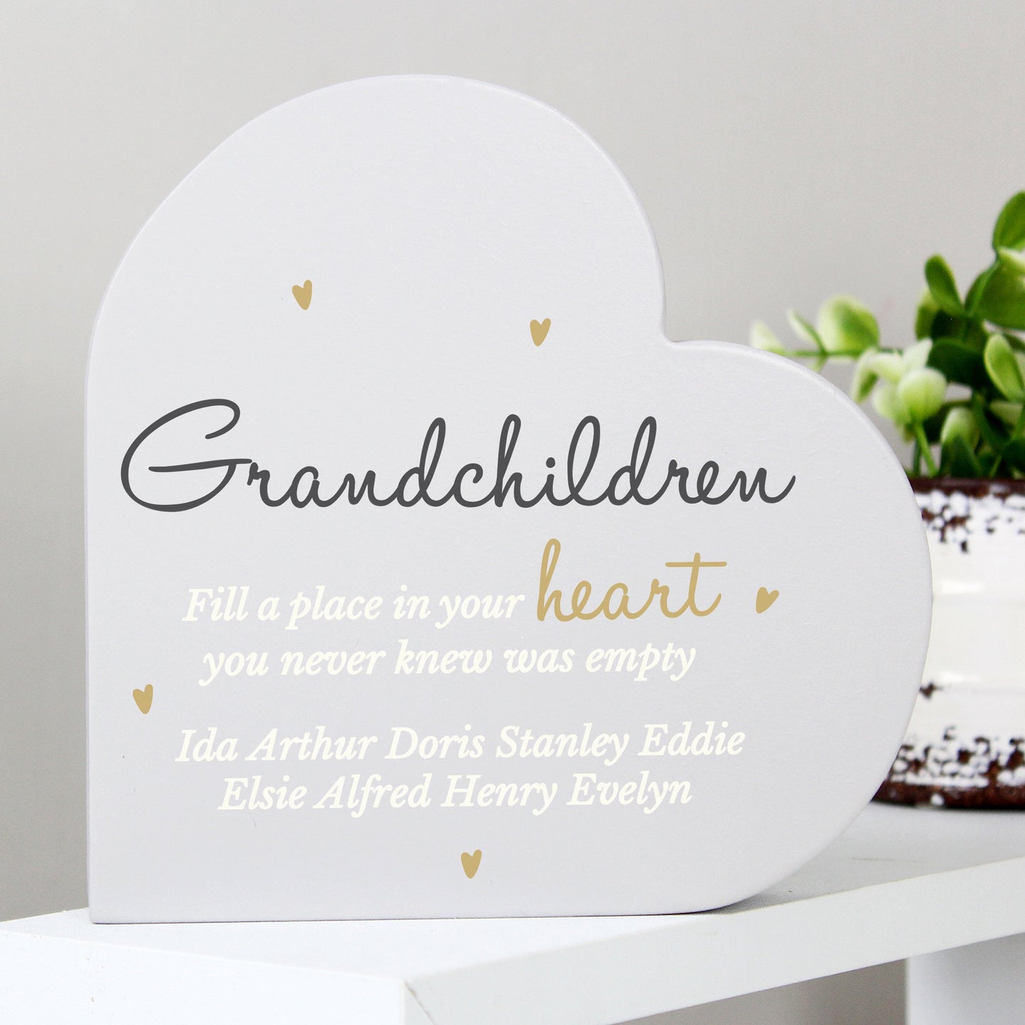 Personalised Grandchildren Free Standing Heart Ornament: 3 - Ornaments By Gift Moments