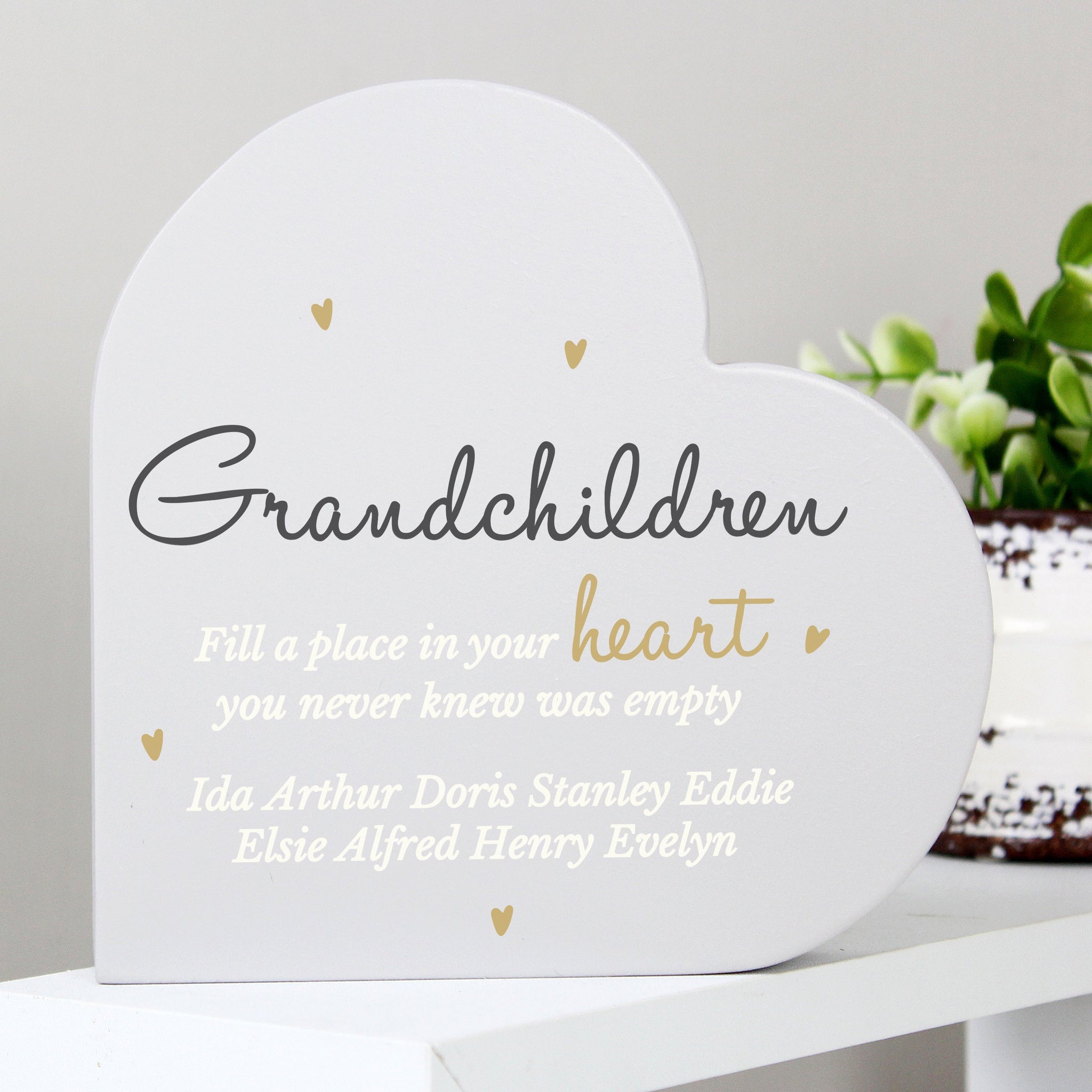 Personalised Grandchildren Free Standing Heart Ornament: 3 - Ornaments By Gift Moments