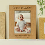 Personalised Great Grandchild 5x7 Oak Finish Photo Frame: 3 Photo Frames By Gift Moments