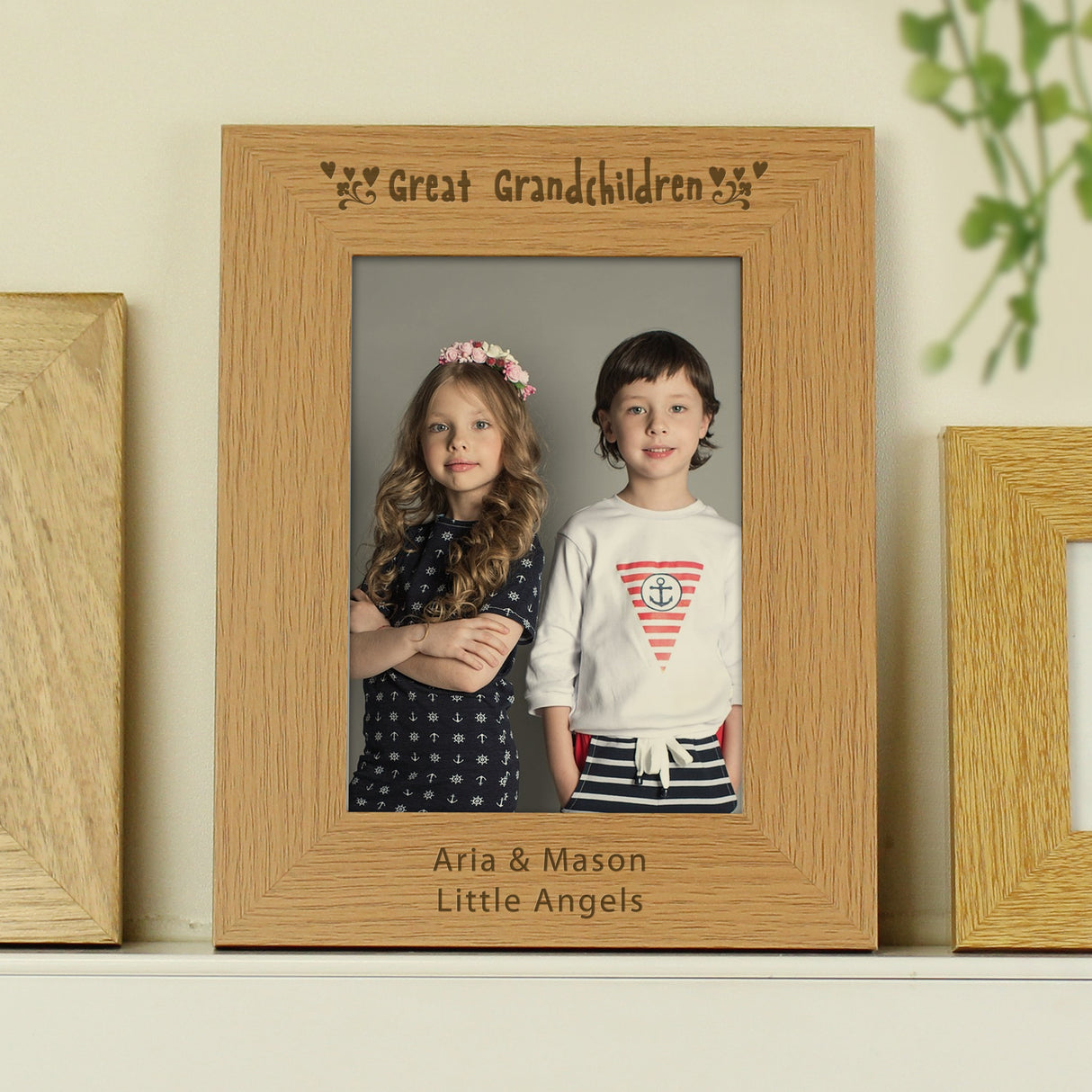 Personalised Great Grandchildren 5x7 Oak Finish Photo Frame: 1 - Photo Frames By Gift Moments
