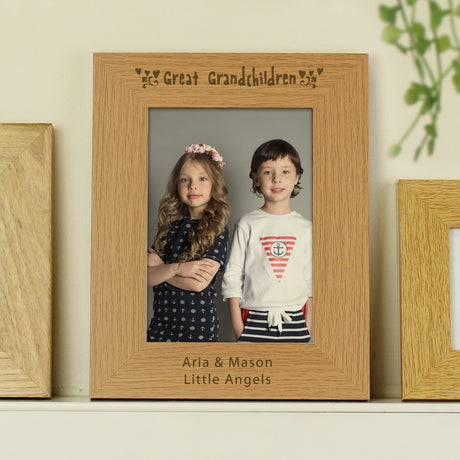 Personalised Great Grandchildren 5x7 Oak Finish Photo Frame: 1 - Photo Frames By Gift Moments