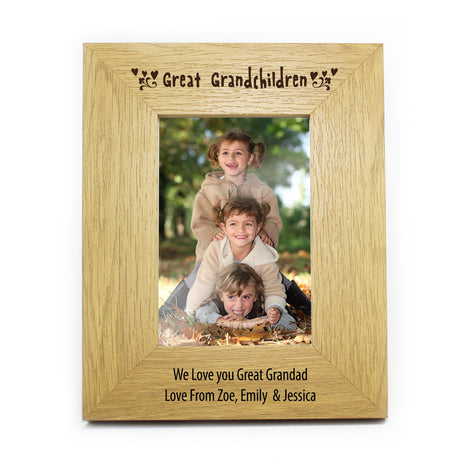 Personalised Great Grandchildren 6x4 Oak Finish Photo Frame: 4 - Photo Frames By Gift Moments
