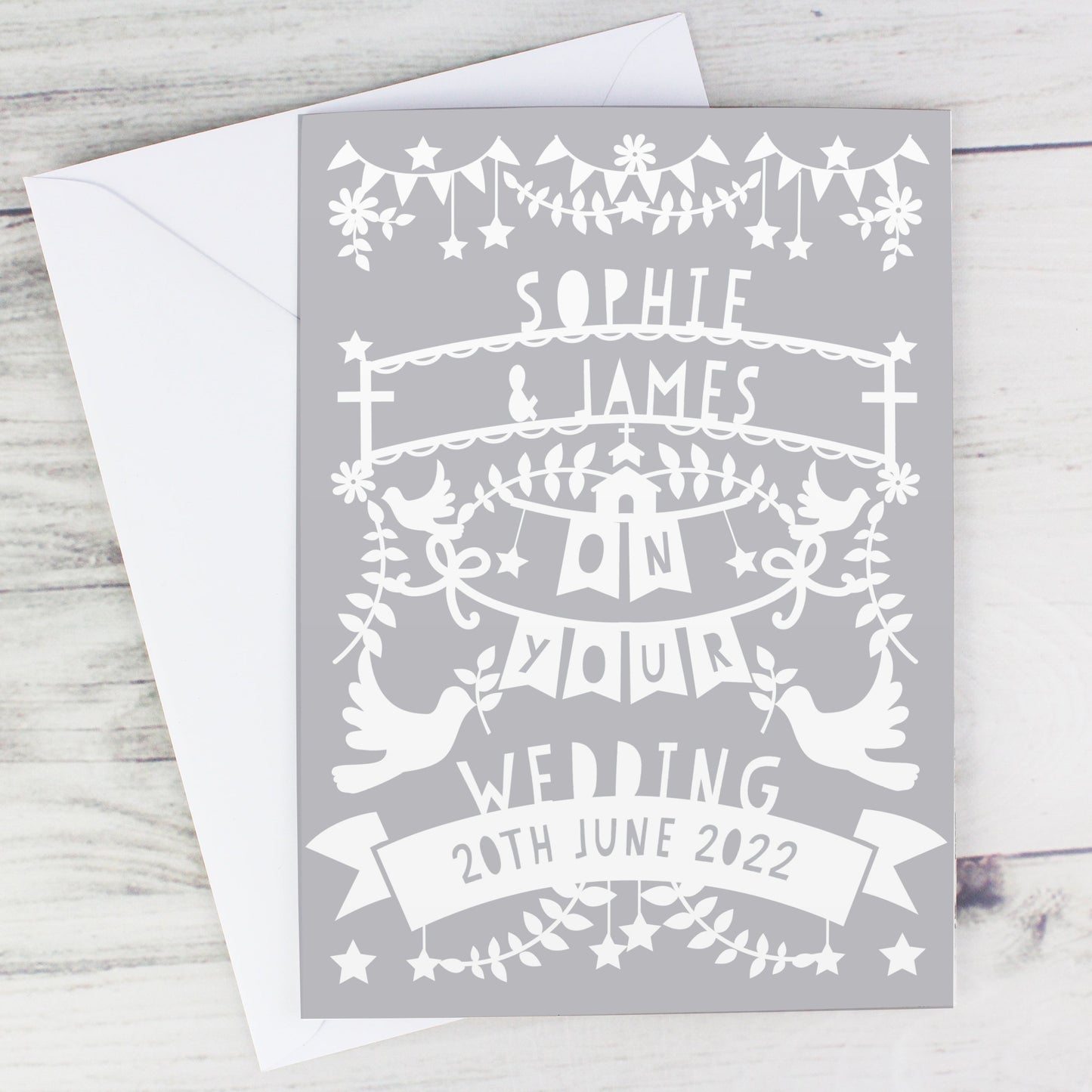 Personalised Grey Papercut Style Card: 1 - Greeting Cards By Gift Moments