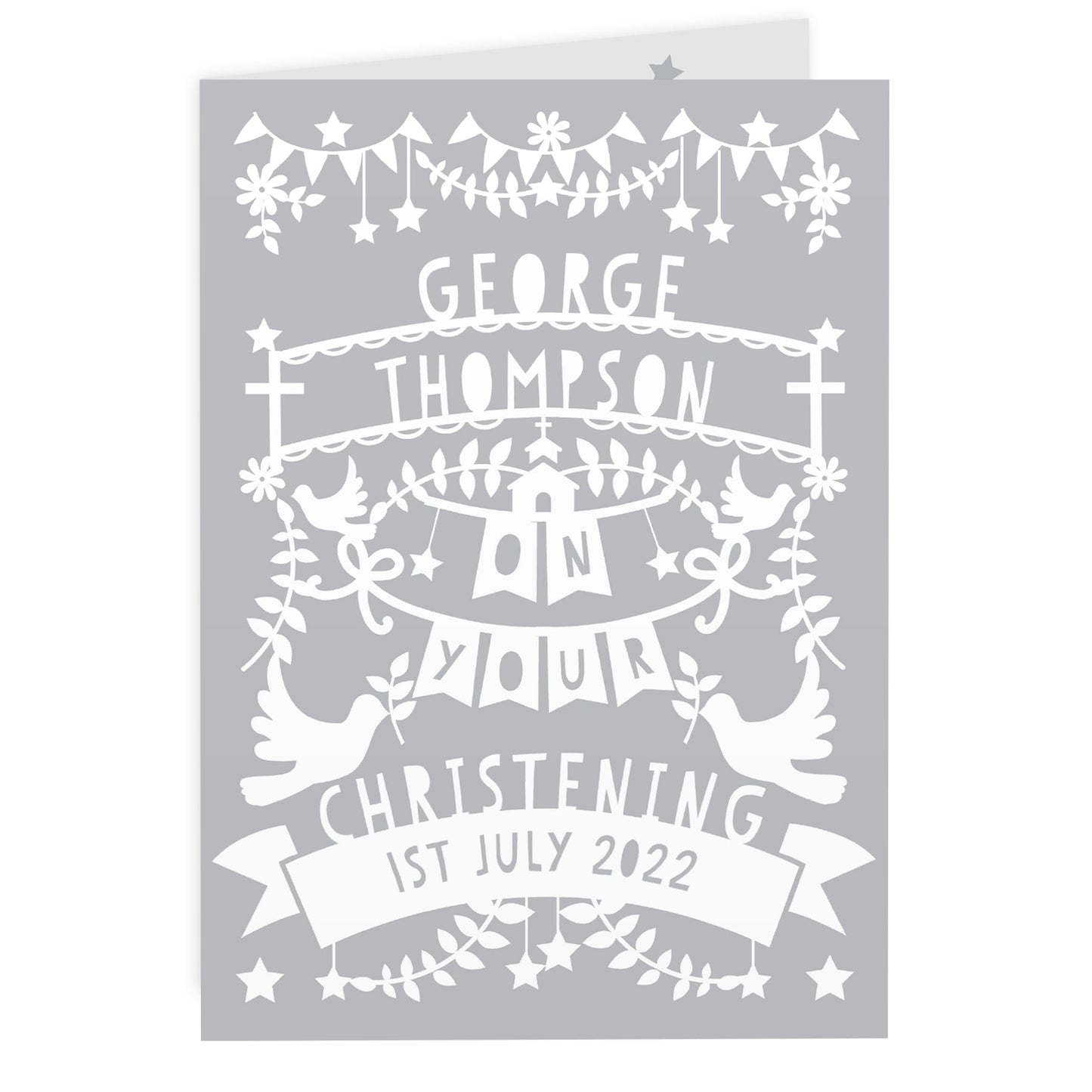 Personalised Grey Papercut Style Card: 3 - Greeting Cards By Gift Moments