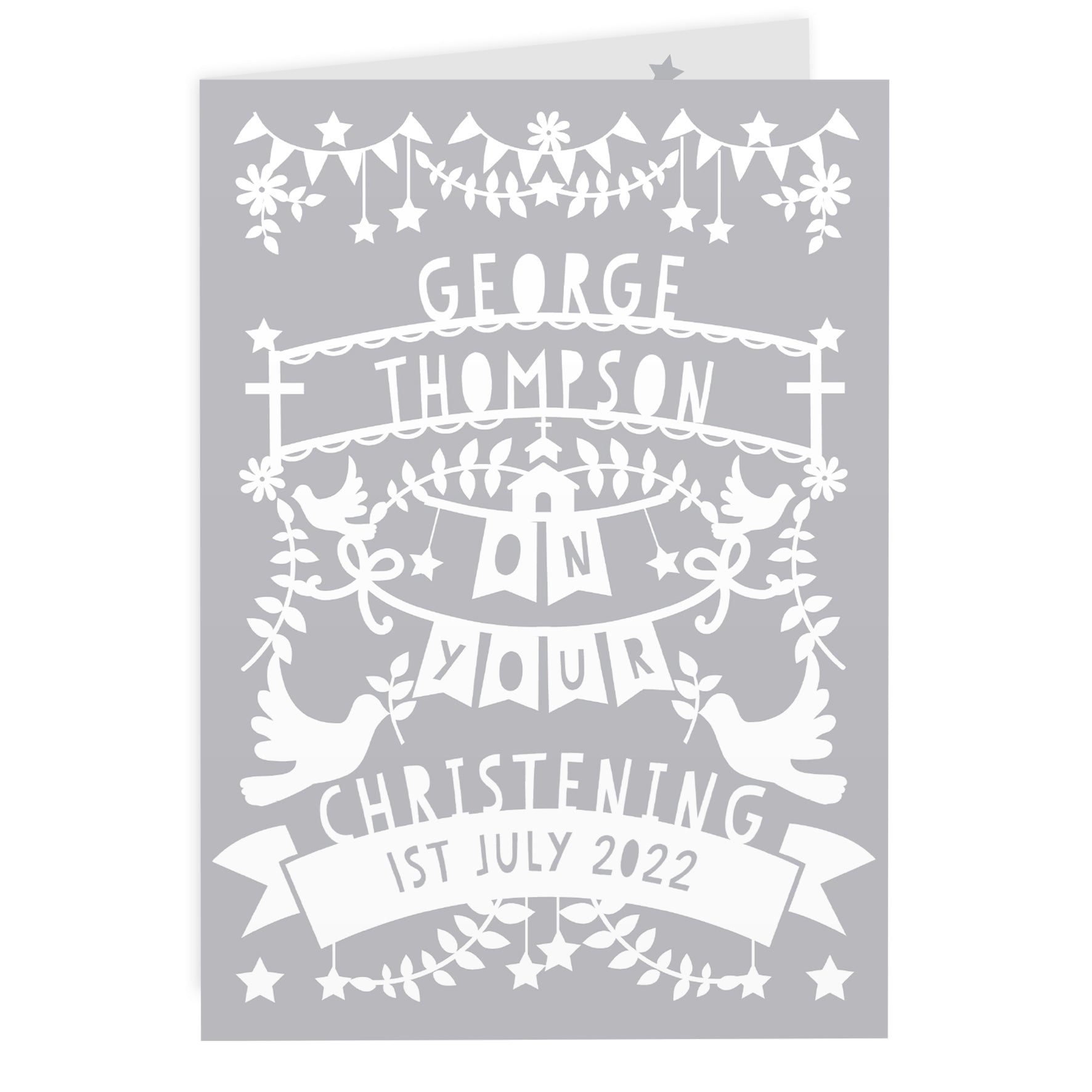 Personalised Grey Papercut Style Card: 3 - Greeting Cards By Gift Moments