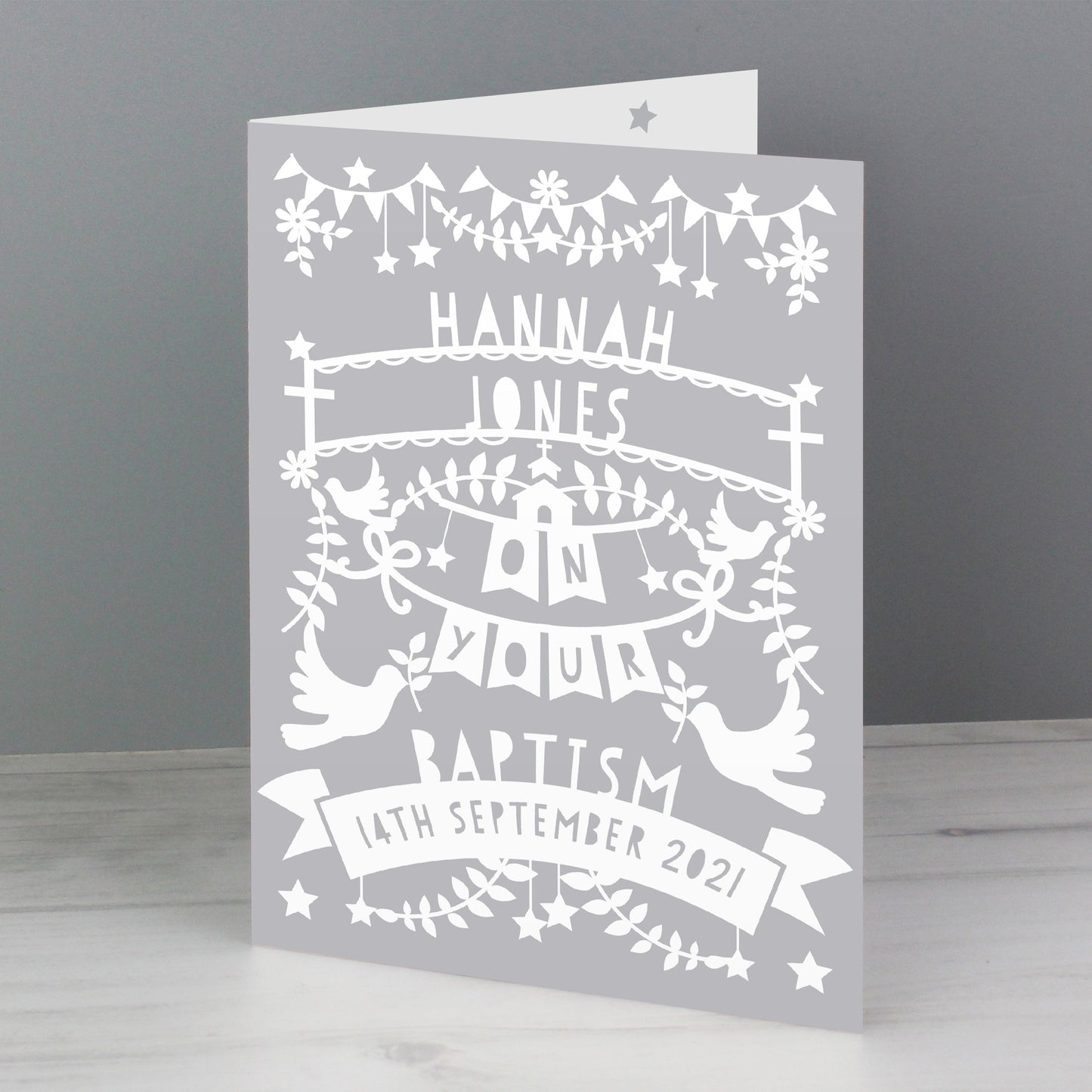 Personalised Grey Papercut Style Card: 2 - Greeting Cards By Gift Moments