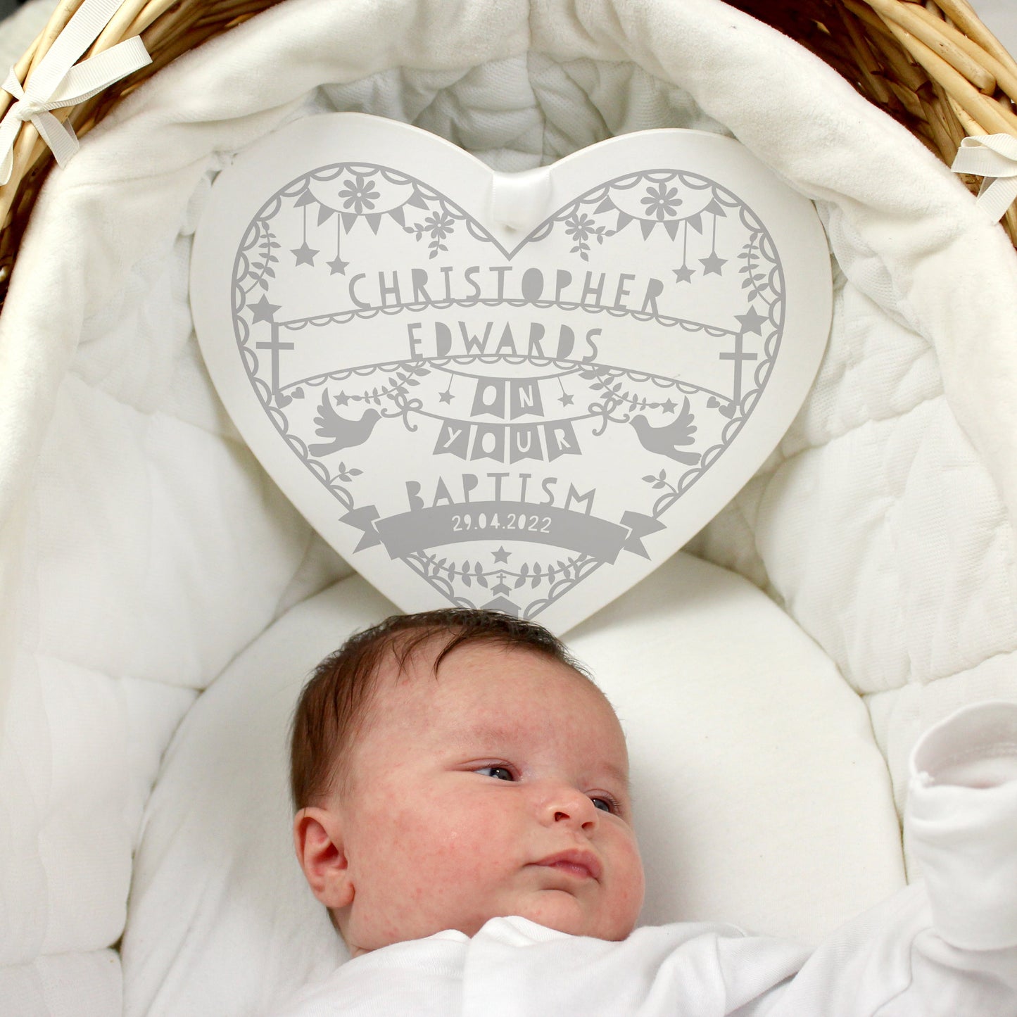 Personalised Grey Papercut Style Large Wooden Heart: 3 - Decorations By Gift Moments