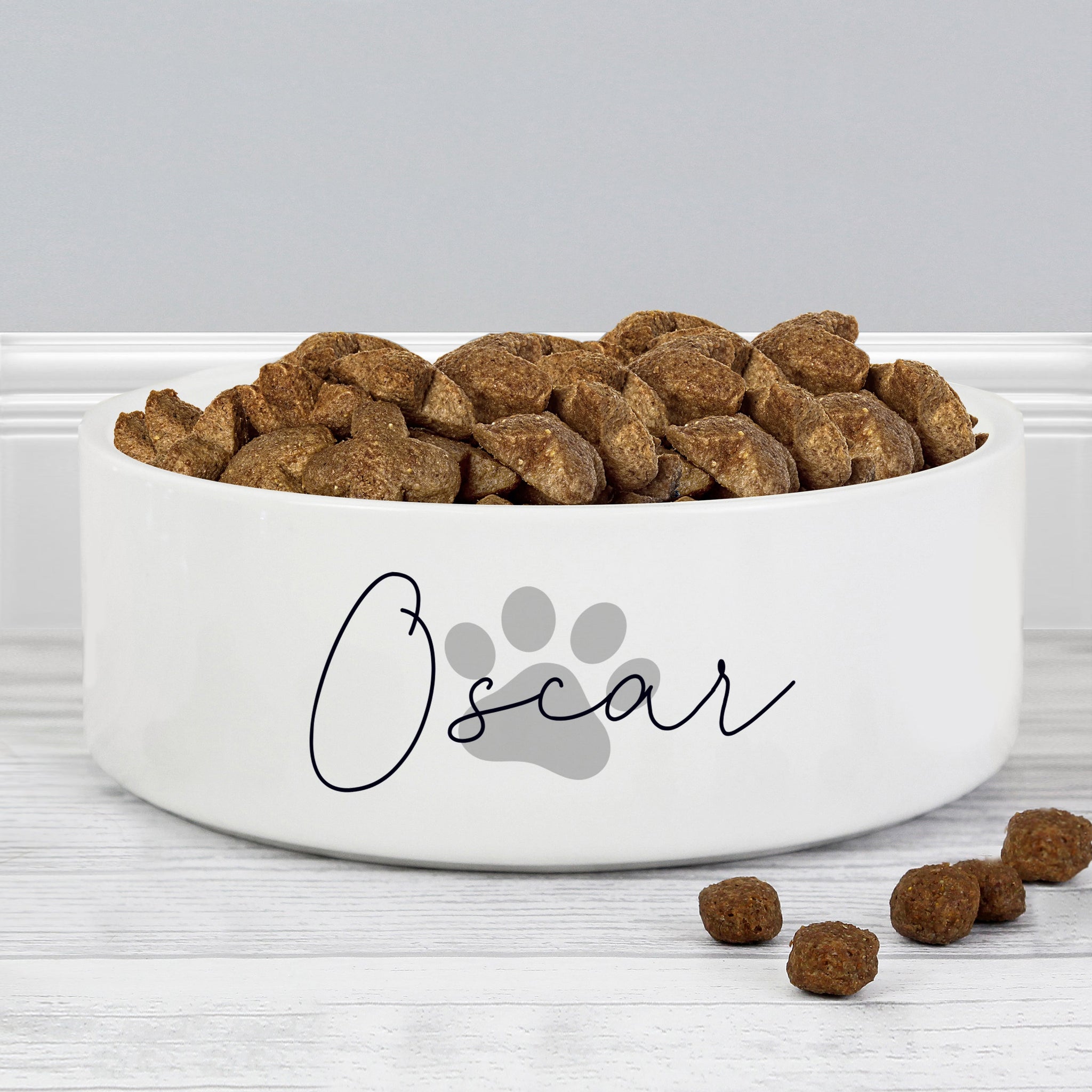 Personalised Grey Paw Print Name 14cm Medium Pet Bowl: 1 - Pet Products By Gift Moments