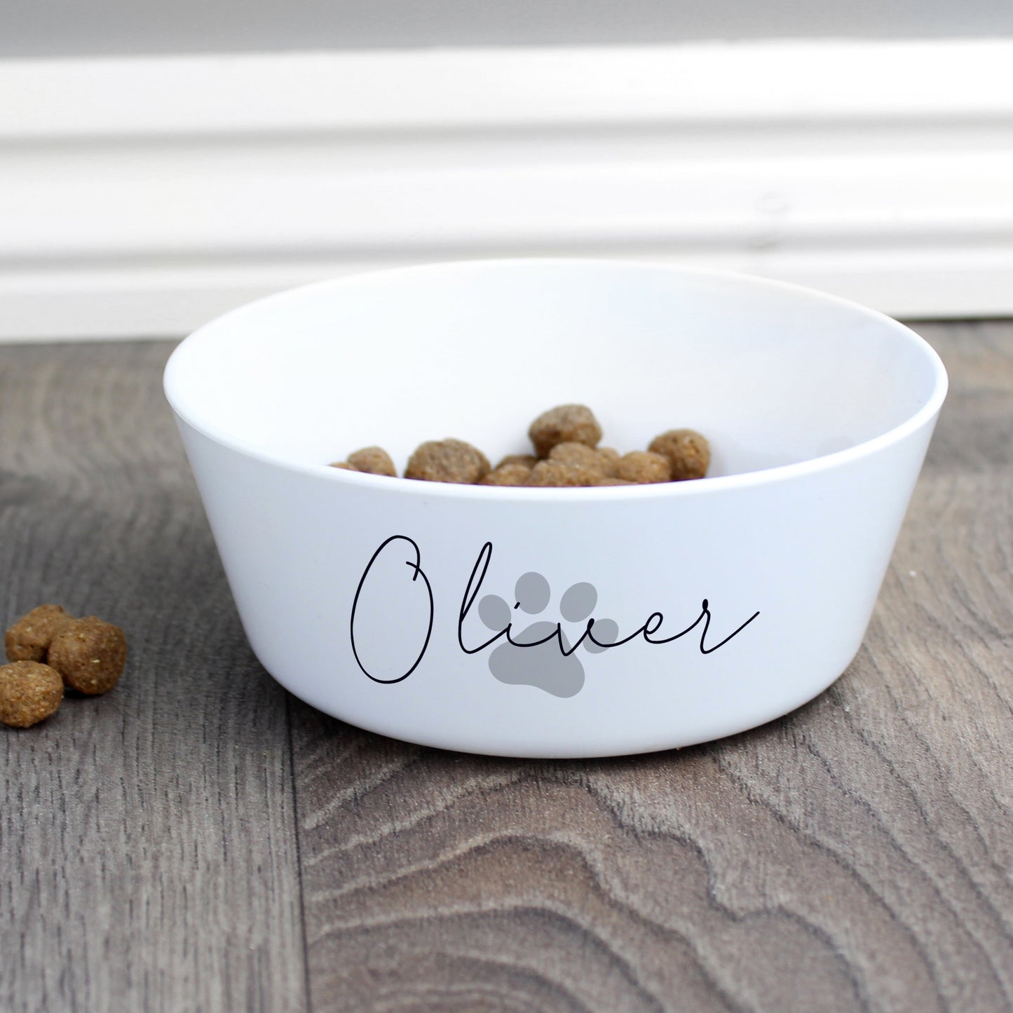 Personalised Grey Pawprint Plastic Cat Bowl: 2 - Pet Products By Gift Moments