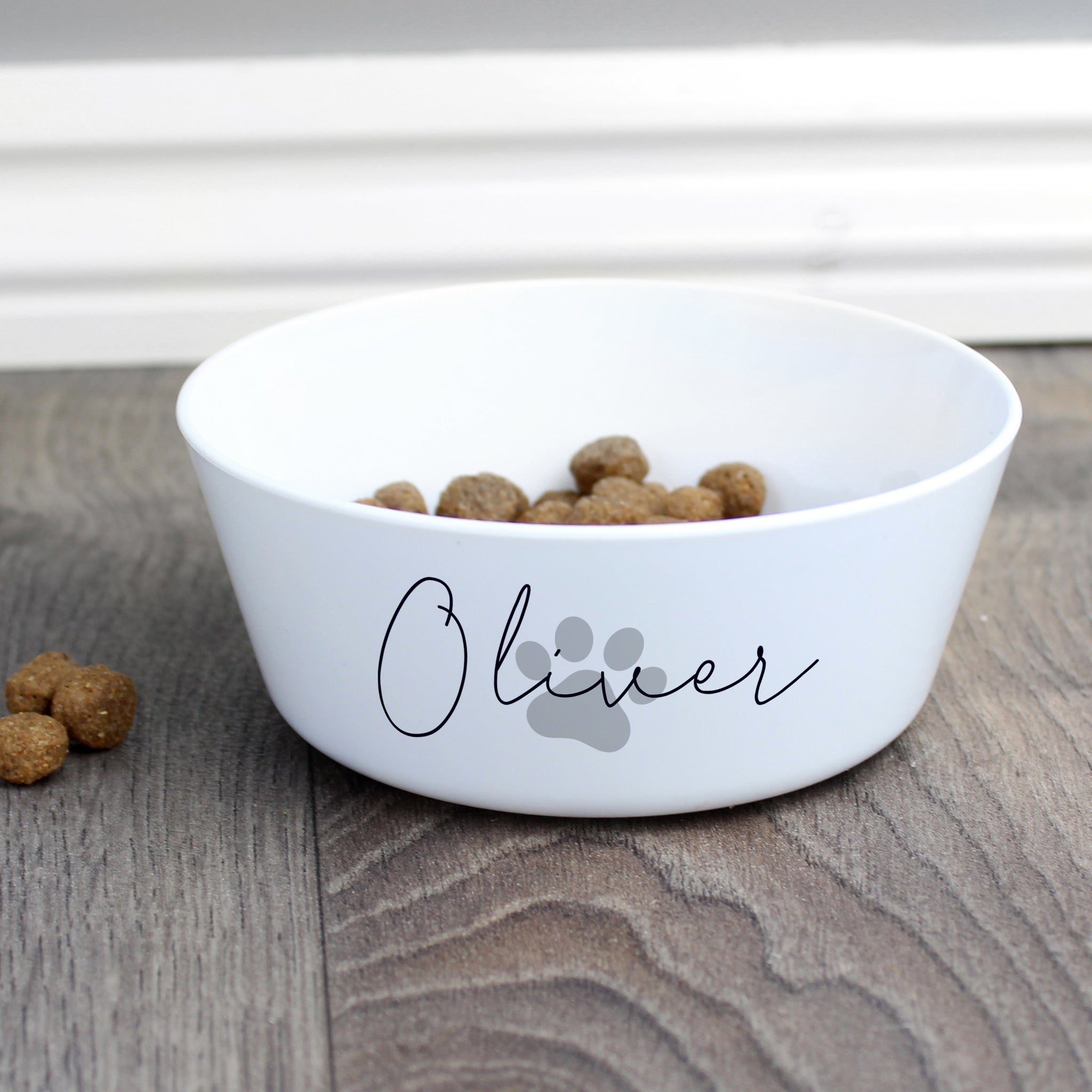 Personalised Grey Pawprint Plastic Cat Bowl: 2 - Pet Products By Gift Moments