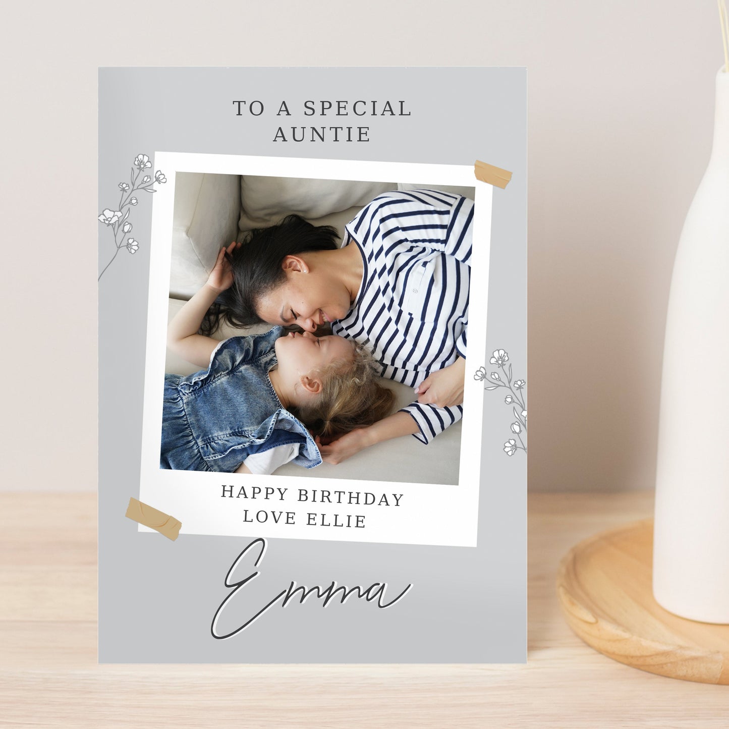 Personalised Grey Snapshot Photo Upload Greeting Card: 2 - Greeting Cards By Gift Moments
