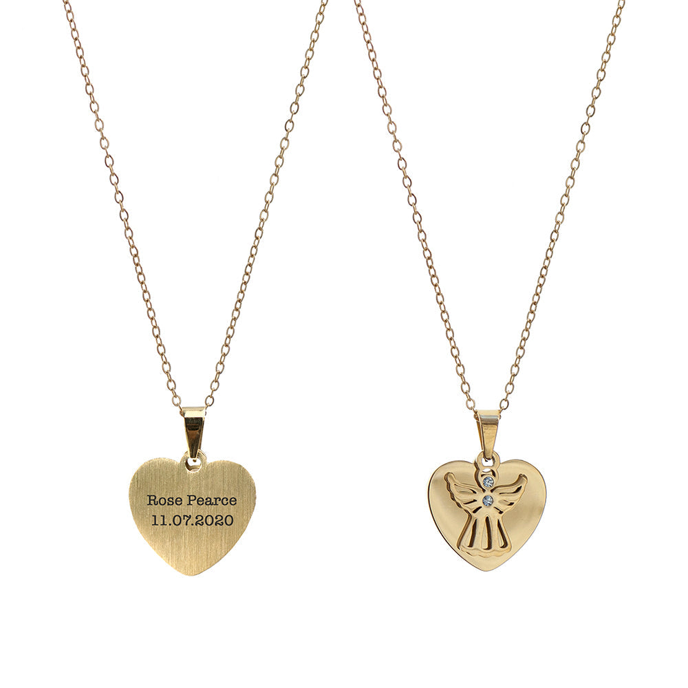 Personalised Guardian Angel Pendant Necklaces: 5 - Gold - Necklaces By Gift Moments