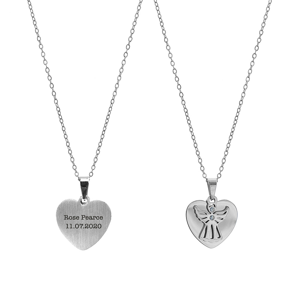 Personalised Guardian Angel Pendant Necklaces: 4 - Silver - Necklaces By Gift Moments