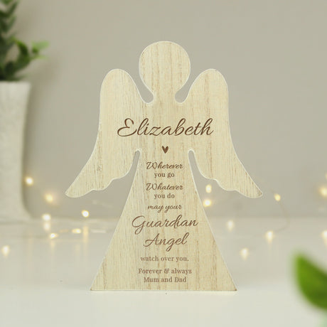 Personalised Guardian Angel Rustic Wooden Angel Decoration: 3 - Ornaments By Gift Moments