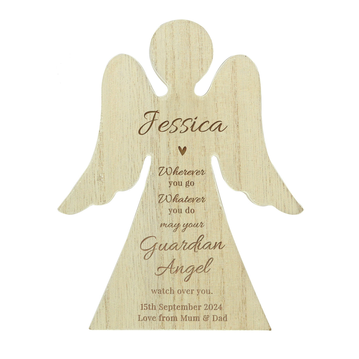 Personalised Guardian Angel Rustic Wooden Angel Decoration: 5 - Ornaments By Gift Moments
