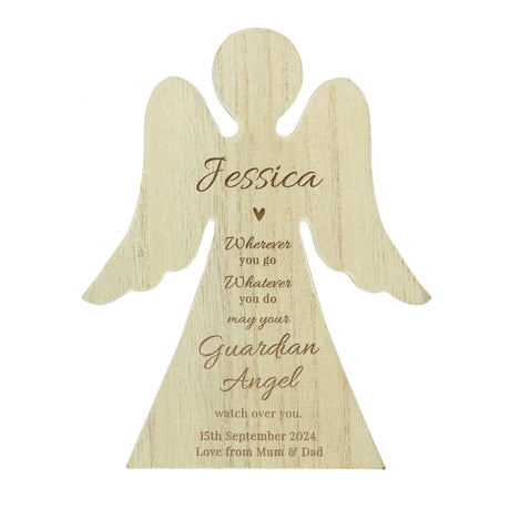 Personalised Guardian Angel Rustic Wooden Angel Decoration: 5 - Ornaments By Gift Moments