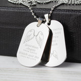 Personalised Guardian Angel Stainless Steel Double Dog Tag Necklace: 3 - Necklaces By Gift Moments