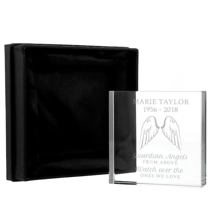 Personalised Guardian Angel Wings Crystal Token: 3 - Crystal Tokens By Gift Moments