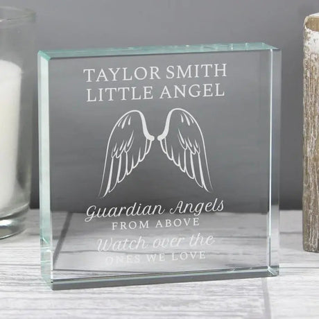 Personalised Guardian Angel Wings Crystal Token: 4 - Crystal Tokens By Gift Moments