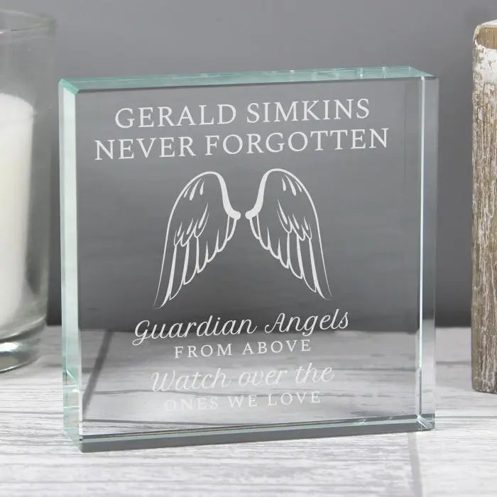 Personalised Guardian Angel Wings Crystal Token: 2 - Crystal Tokens By Gift Moments