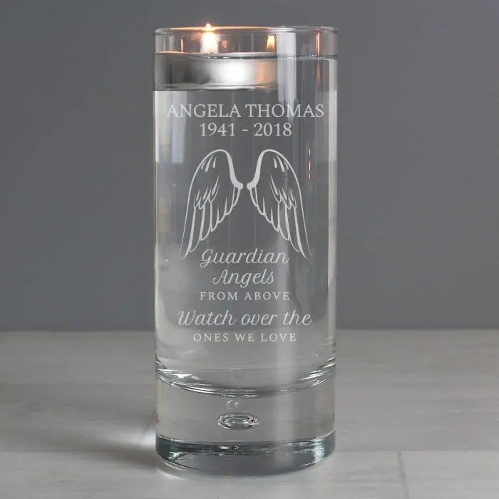 Personalised Guardian Angel Wings Floating Candle Holder: 4 - Candle Holders By Gift Moments