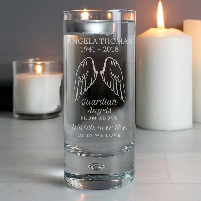 Personalised Guardian Angel Wings Floating Candle Holder: 2 - Candle Holders By Gift Moments