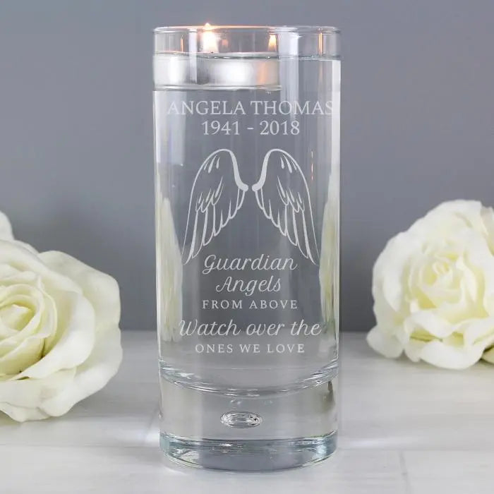 Personalised Guardian Angel Wings Floating Candle Holder: 5 - Candle Holders By Gift Moments