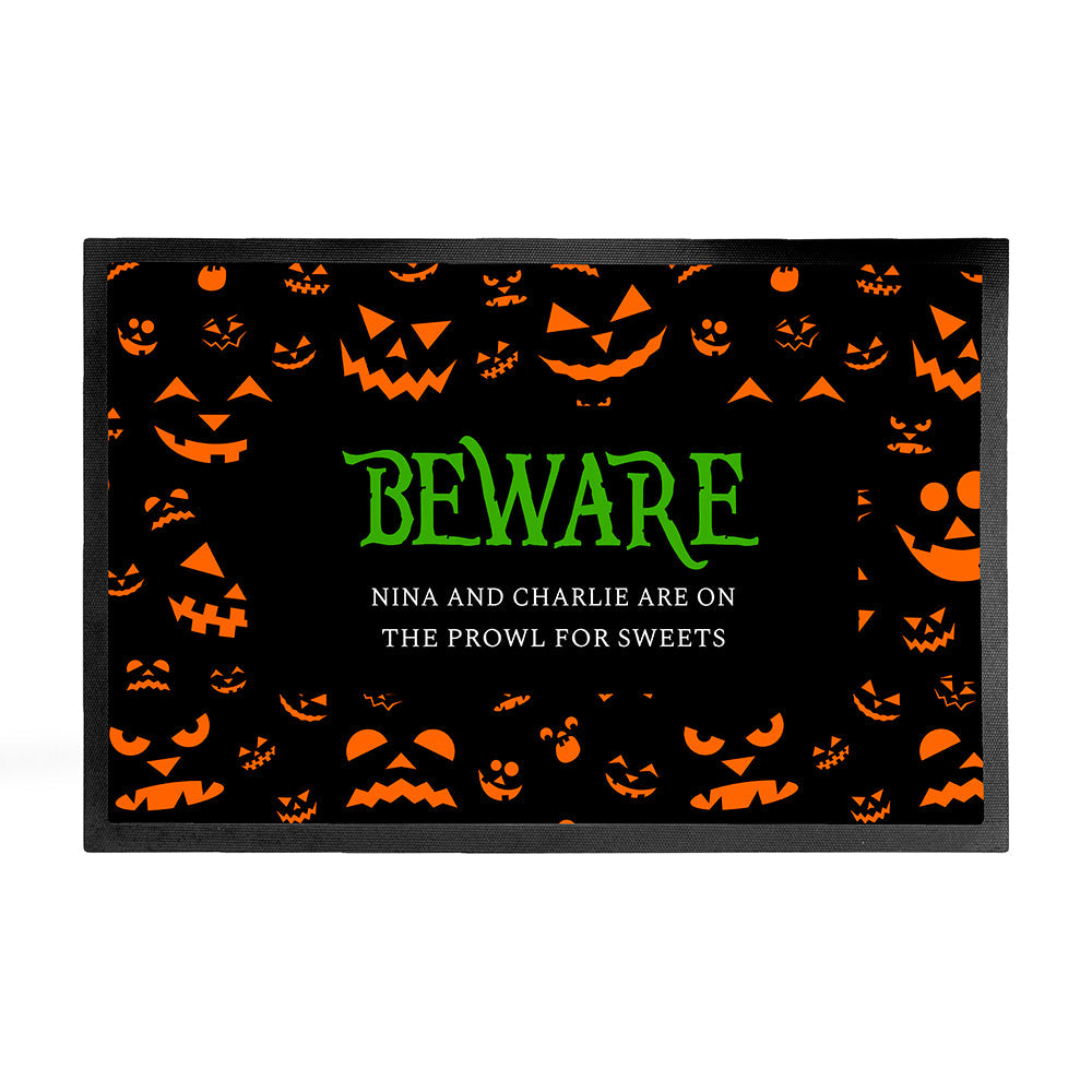 Personalised Halloween Beware Indoor Doormat: 2 - Doormats By Gift Moments