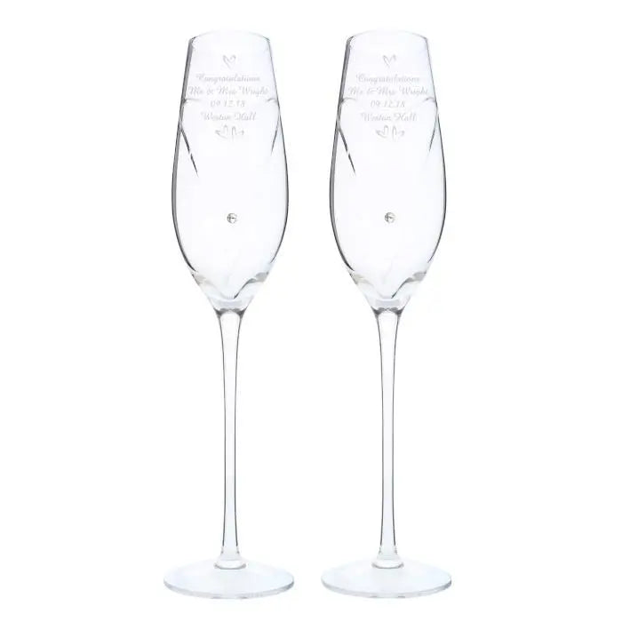 Personalised Hand Cut Little Hearts Pair of Flutes with Gift Box: 5 - Champagne Flutes By Gift Moments