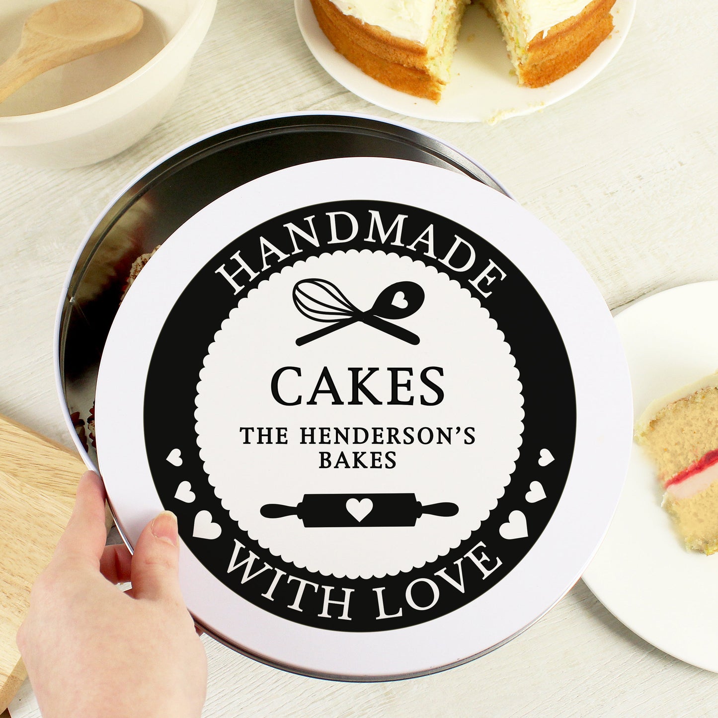 Personalised Handmade With Love Cake Tin: 4 - Storage By Gift Moments