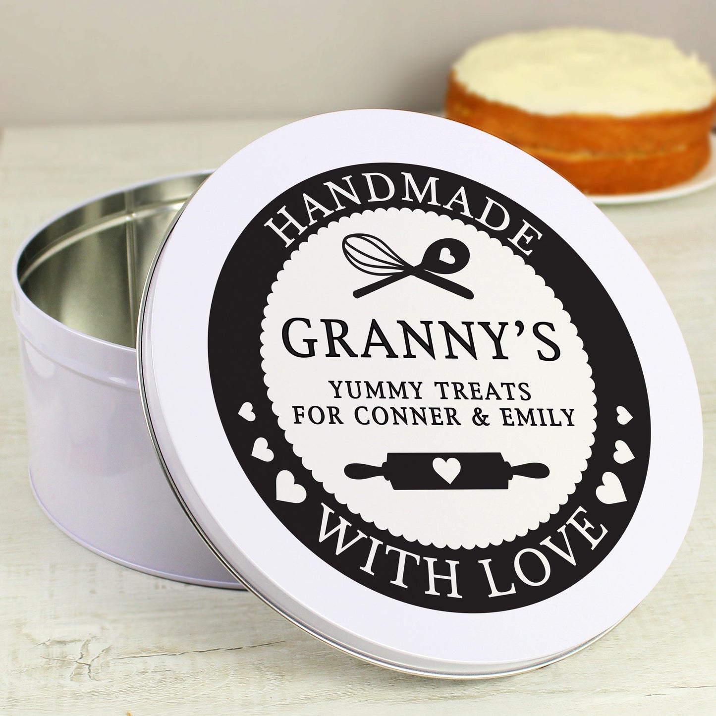 Personalised Handmade With Love Cake Tin: 2 - Storage By Gift Moments
