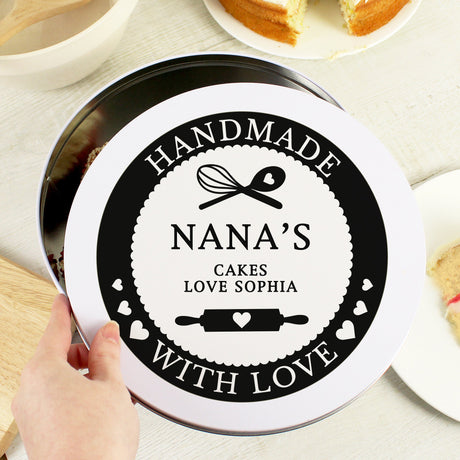 Personalised Handmade With Love Cake Tin: 1 - Storage By Gift Moments