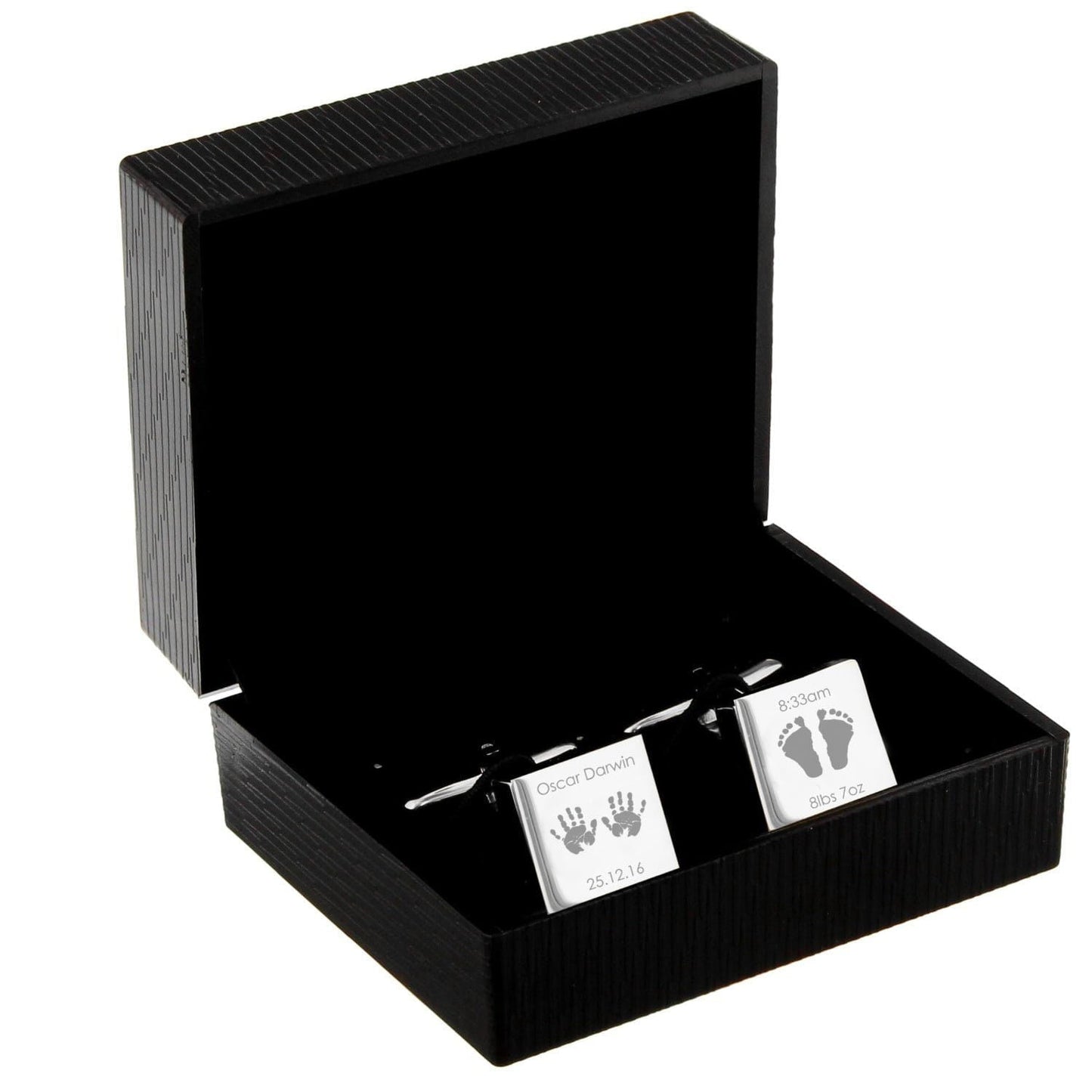 Personalised Hands and Feet New Baby Square Cufflinks: 4 - Cufflinks & Tie Slides By Gift Moments