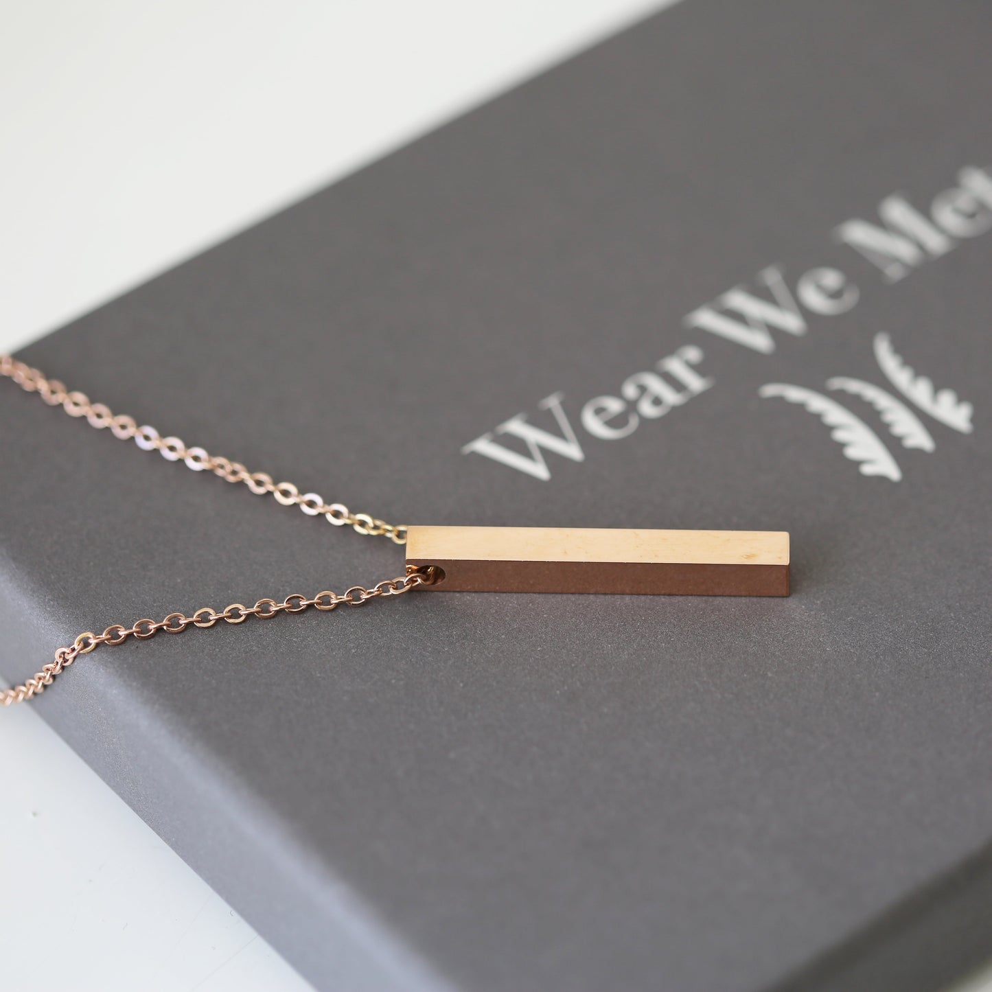 Personalised Handwriting Bar Necklace: 5 - Rose Gold - Necklaces By Gift Moments