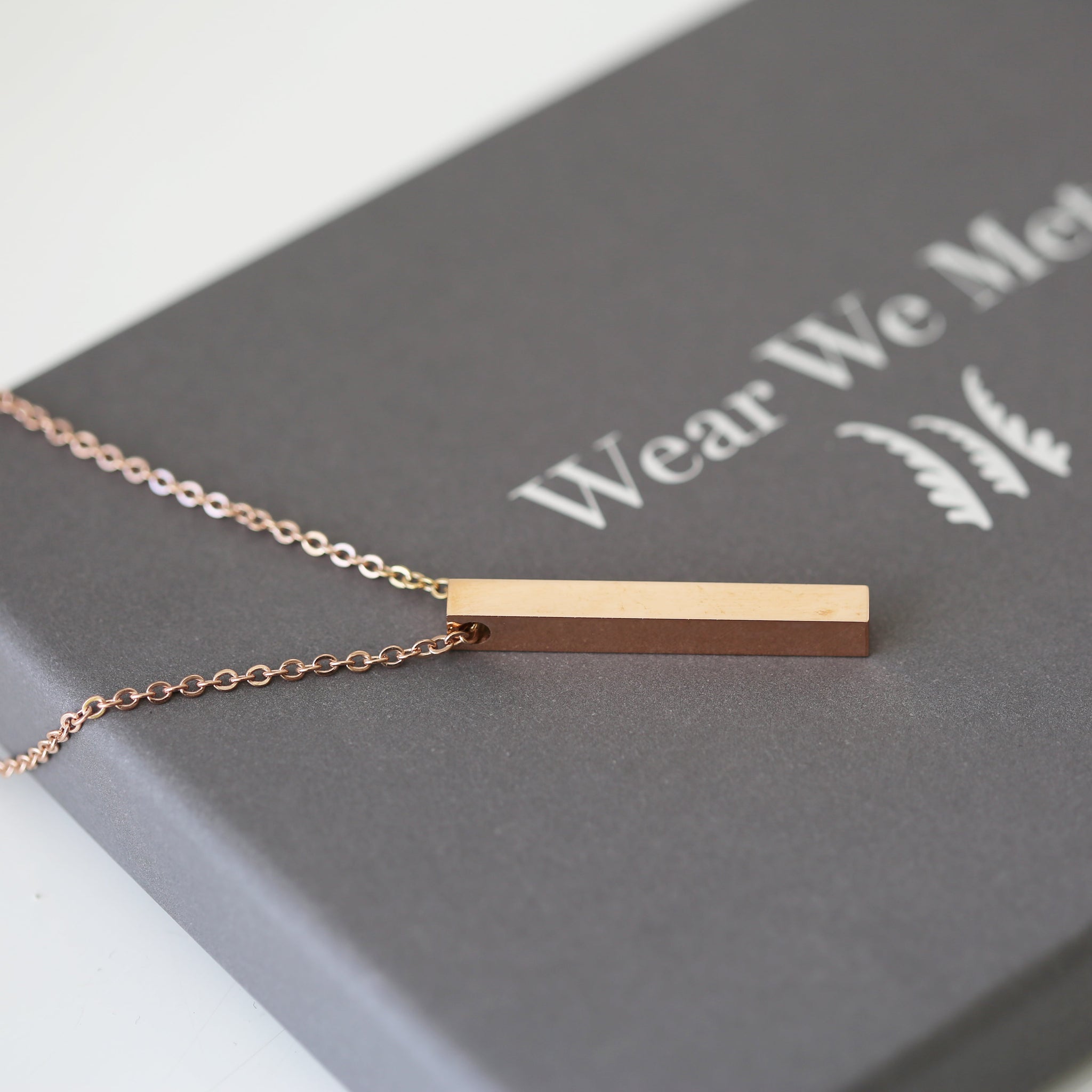 Personalised Handwriting Bar Necklace: 5 - Rose Gold - Necklaces By Gift Moments