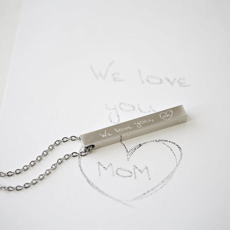 Personalised Handwriting Bar Necklace: 1 - Silver - Necklaces By Gift Moments