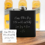 Personalised Handwriting Black Hip Flask: 6 Hip Flasks By Gift Moments