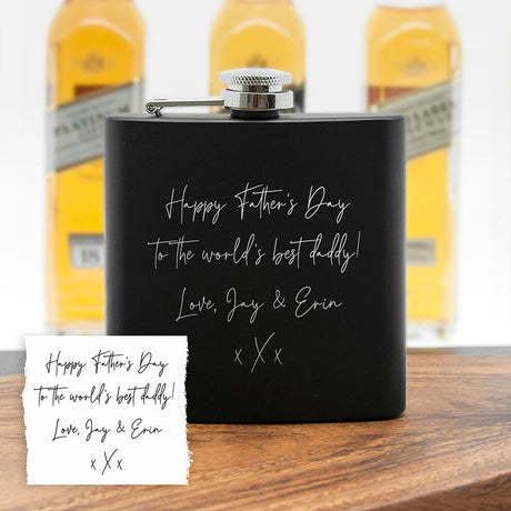 Personalised Handwriting Black Hip Flask: 6 Hip Flasks By Gift Moments
