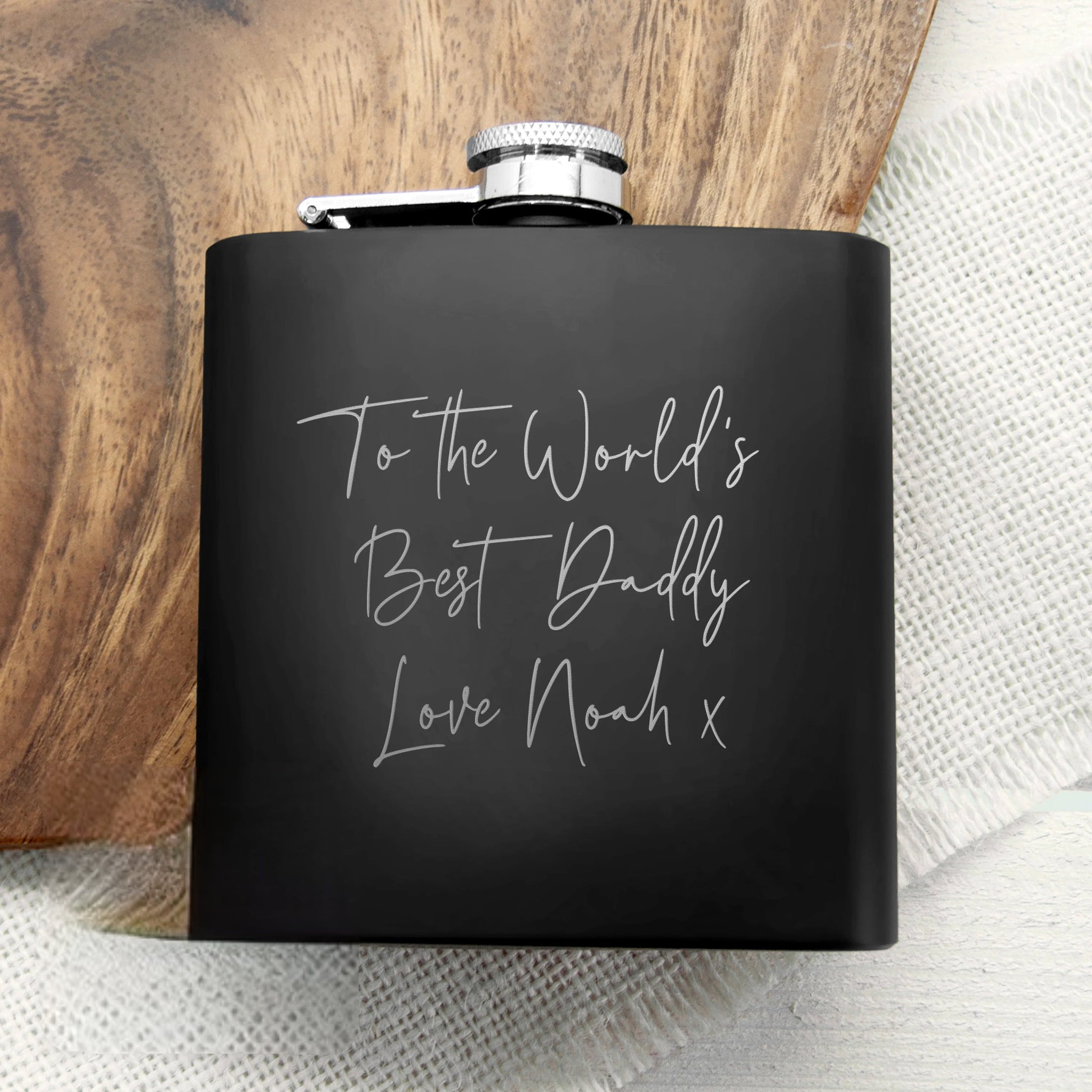 Personalised Handwriting Black Hip Flask: 1 - Hip Flasks By Gift Moments