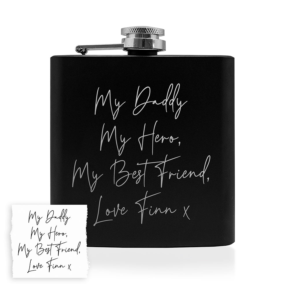 Personalised Handwriting Black Hip Flask: 9 - Hip Flasks By Gift Moments