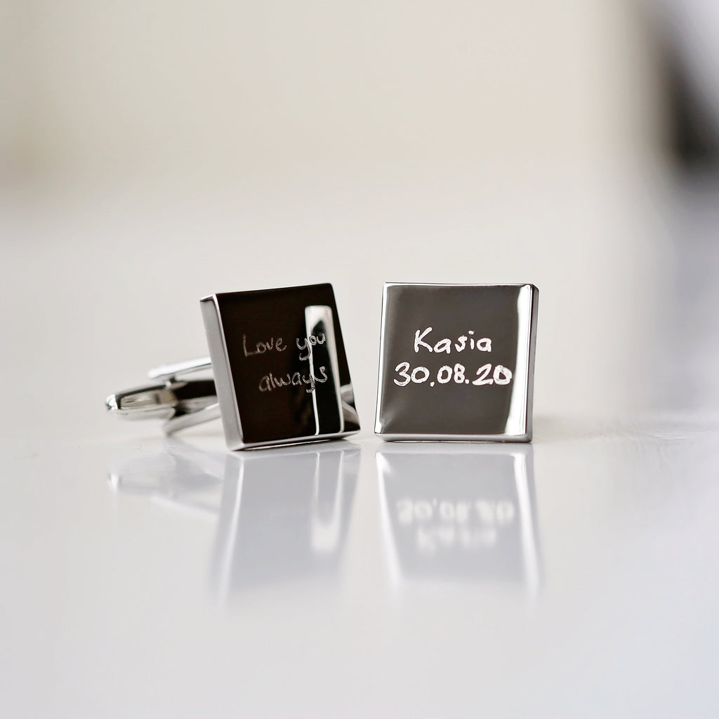 Personalised Handwriting Cufflinks - Silver - Shop Cufflinks & Tie Slides At Gift Moments - 8